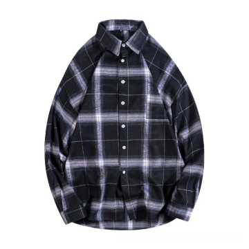 Wholesale Custom Casual Long Sleeved Red Black Men Flannel Plaid Shirt